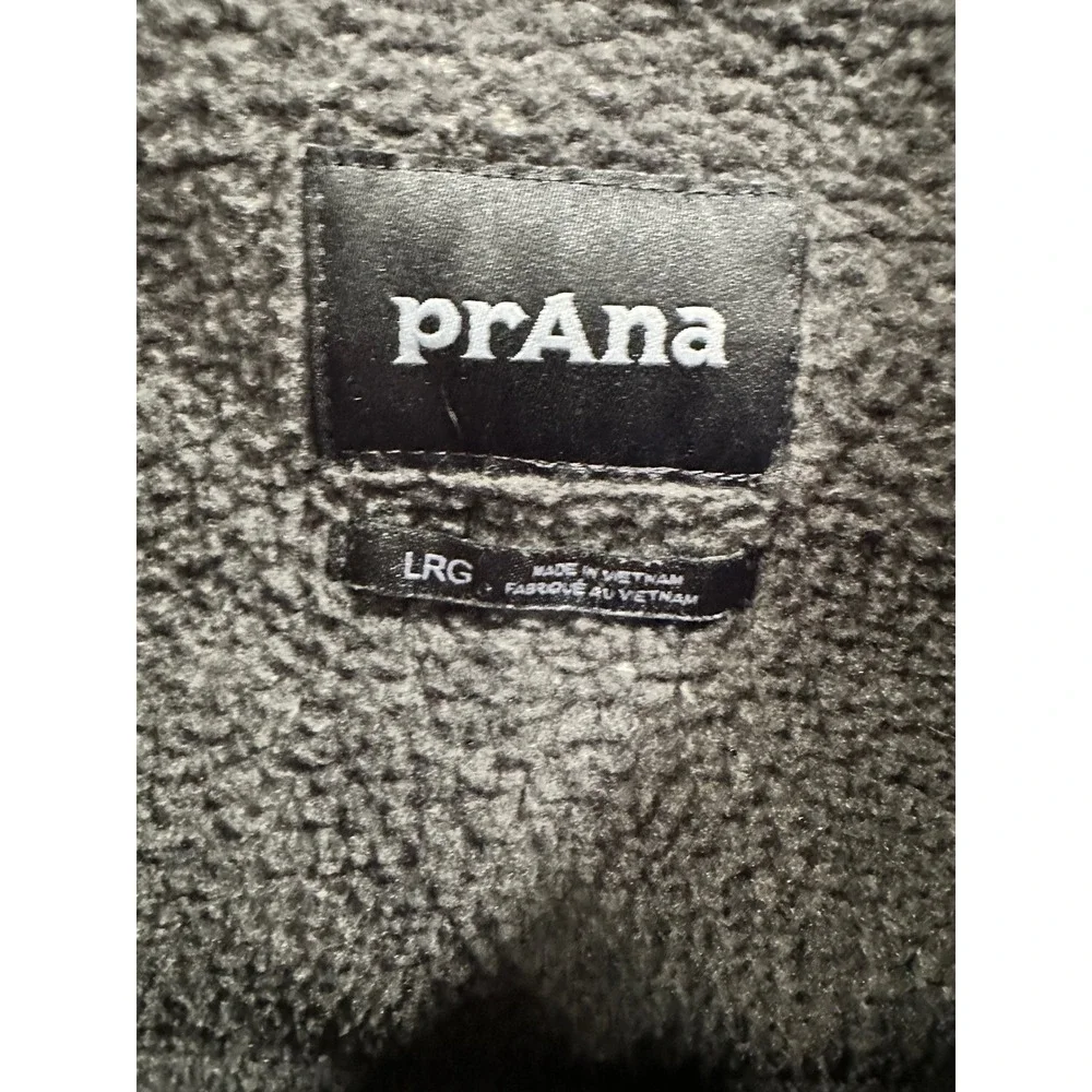 Prana Mens Gray Sherpa Lined Full Zip Sweater Fleece Jacket Size Large
